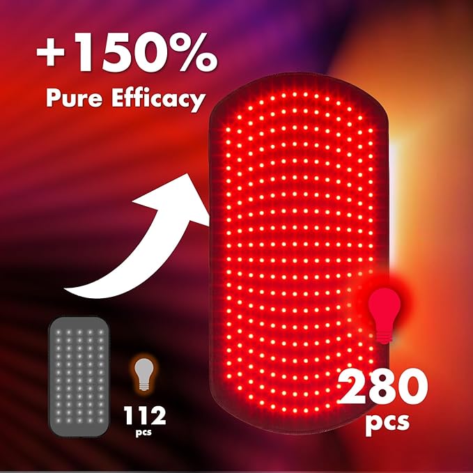 ALLOLO Red Light Therapy for Body, 27.6"*13.9" Large Infrared Light Therapy with Timer, 280pcs 3-in-1 LEDs 660nm&850nm Red Light Therapy Pad for Back Belly Knee Joint (with Storage Bag & Glasses) Bloomnest