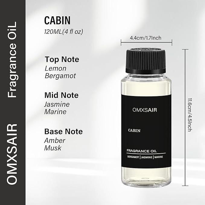 Hotel Diffuser Oil Cabin Inspired by Ritz Carlton 4.1 Fl Oz 120ml - Hotel Fragrance Diffuser Oil & Home Luxury Scents - Jasmine,Bergamot & Fresh Marine Essential Oils Blend for Aromatherapy Diffuser - Bloomnest