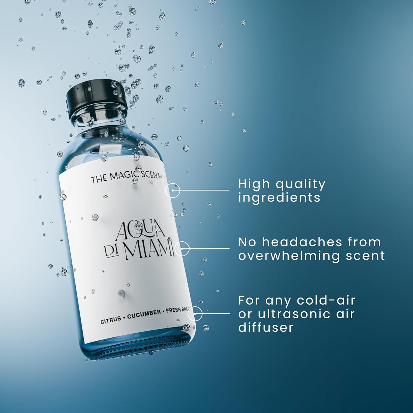 The Magic Scent Aqua di Miami Diffuser Oil - Hotel & Home Luxury Scents - Diffuser Oil Scents for Home Designed for Use in All Diffusers - 4 fl oz, 120 mL