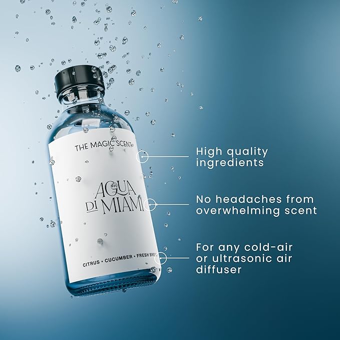 The Magic Scent Aqua di Miami Diffuser Oil - Hotel & Home Luxury Scents - Diffuser Oil Scents for Home Designed for Use in All Diffusers - 4 fl oz, 120 mL - Bloomnest