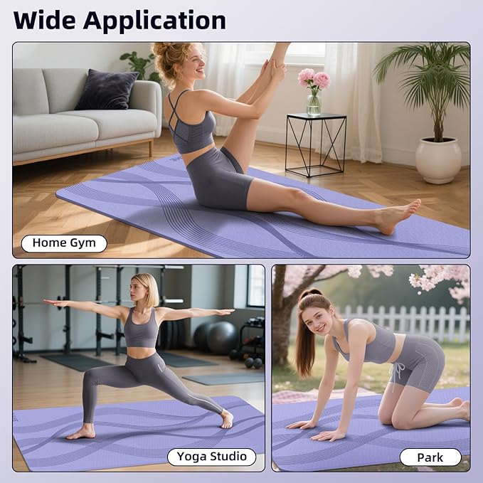 Yoga Mat High Density Exercise Mat, 76"x32"x0.27"Thick Wide & Large Yoga Mat for Women Men, Professional POE Workout Mat for Yoga, Pilates, Fitness & Stretching - Bloomnest