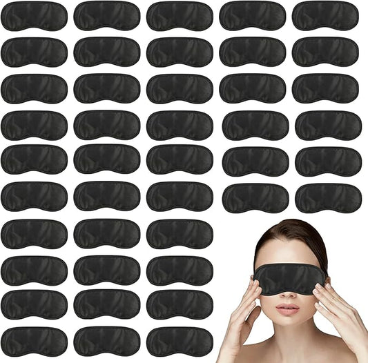 210 PCS Sleep Masks Bulk Eye Mask, Liubeili Sleeping Mask Blindfold Eye Cover Team Building Games Party with Nose Pad and Adjustable Strap for Women Men Kids 4 Layers Black - Bloomnest