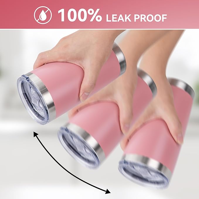 20 oz Tumbler Stainless Steel Tumblers Bulk with Lid Double Wall Insulated Coffee Tumbler Cups for Hot & Cold Drinks Powder Coated Travel Coffee Tumbler Mug Metal (Rose Pink, 6 pack)