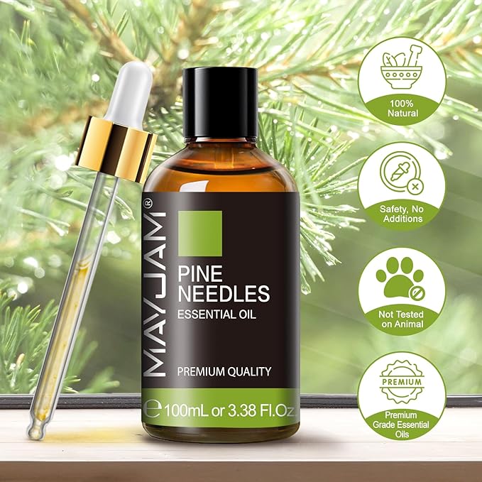 MAYJAM Pine Needles Essential Oil - Huge 3.38 Fl.oz - Premium Grade Essential Oils for Home Diffusers Skin Care - Pine Needles Oil for Soap Candle Making Scent - Bloomnest