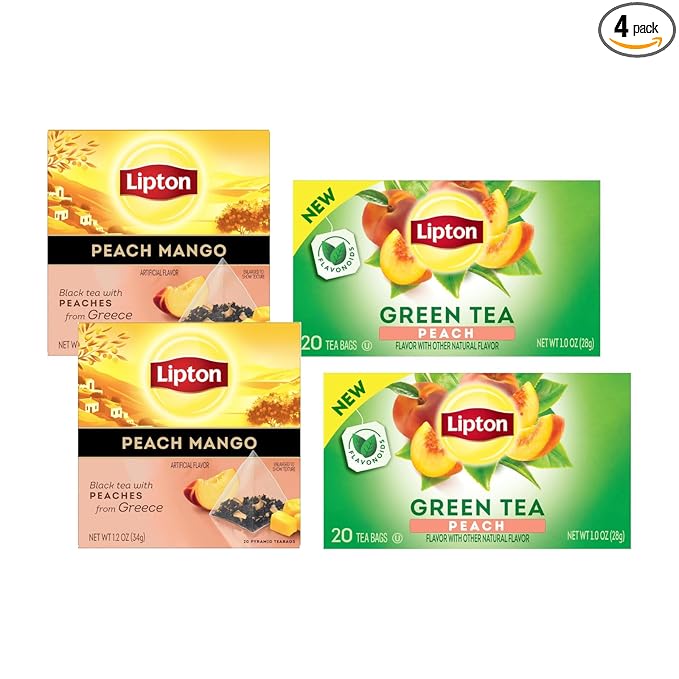 Lipton Peach Green Tea & Peach Mango Black Tea 20 CT (2ea) (Variety Pack) - Bloomnest