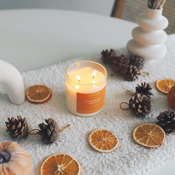 Calyan Wax Co. 2 Wick Candle, Pumpkin + Spices Scented Candle, 37 Hour Burn Time, Aromatherapy Soy Candles, Non Toxic & Vegan Soy Wax, Glass Tumbler Scented Candles, 12.5oz - Bloomnest