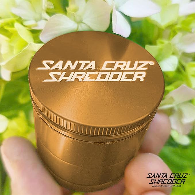 Santa Cruz Shredder Metal Spice Grinder Knurled Top for Stronger Grip 3-Piece Medium 2.2" (Gold) - Bloomnest