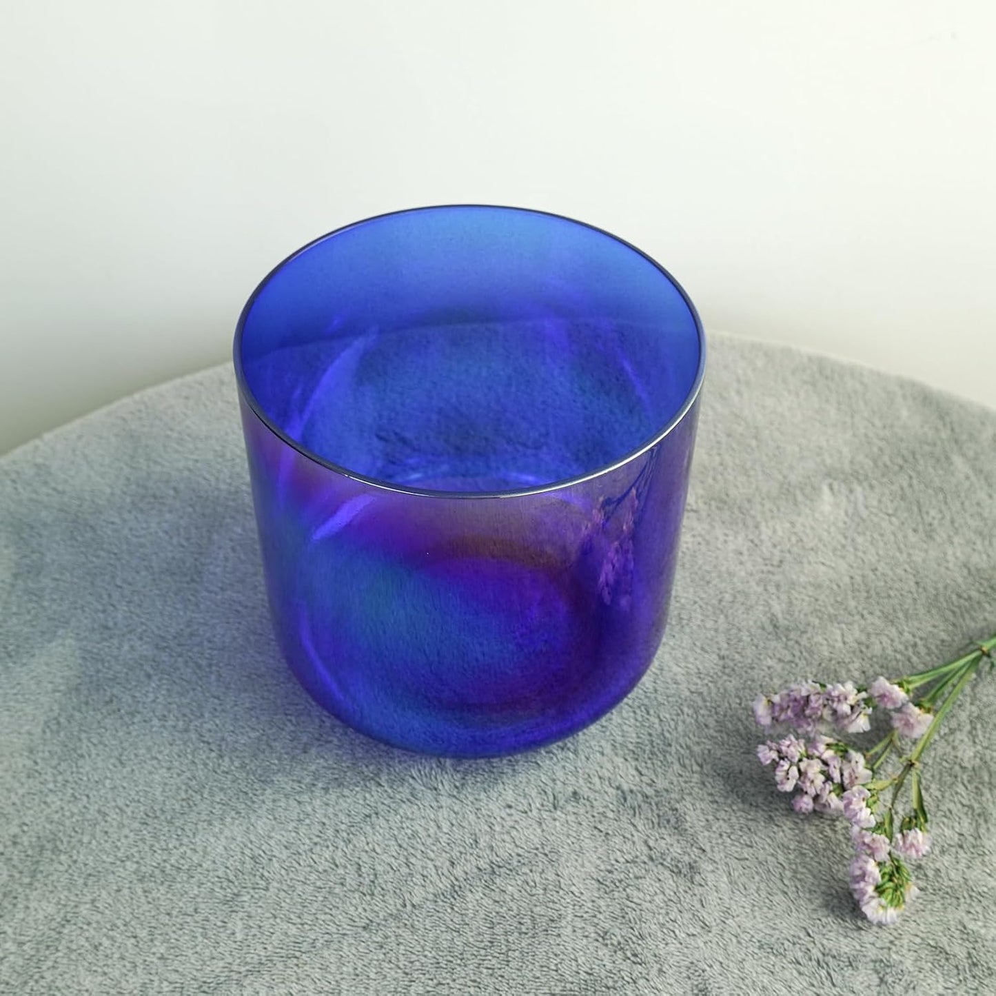 Hye-eun Cosmic Light Clear Crystal Singing Bowl G Note 6 Inch Quartz Sound Throat Chakra Blue Transparent Bowl Mallet & O-ring are Included