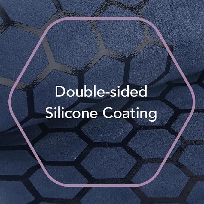 Clever Yoga Hot Yoga Mat Towel – Non-Slip Grip for Hot Yoga, Sweat Absorbent, Honeycomb Silicone Grip, Stays Flat – Ideal for Pilates, Travel, Washable & Lightweight - Dark Blue