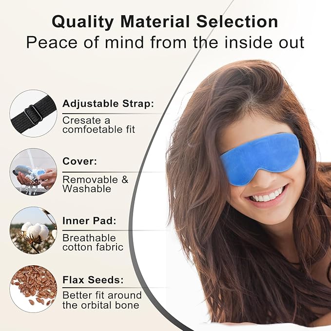KOVNLO Heated Eye Mask, Washable USB Electric Moist Heat Warm Compress for Eyes, Eye mask with Flaxseed for Dry Eyes, Blepharitis, Chalazion, MGD, Stye Eye Treatment - Bloomnest