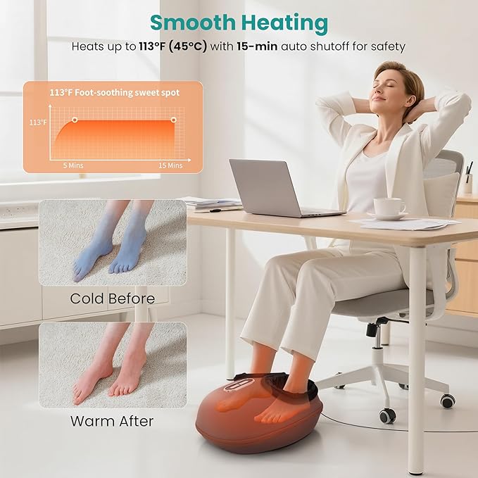 Nekteck Shiatsu Foot Massager Machine with Soothing Heat, FSA Eligible Air Compression Deep Kneading Therapy, Improve Blood Circulation and Foot Wellness, Relax for Home Office Use, HSA Eligible
