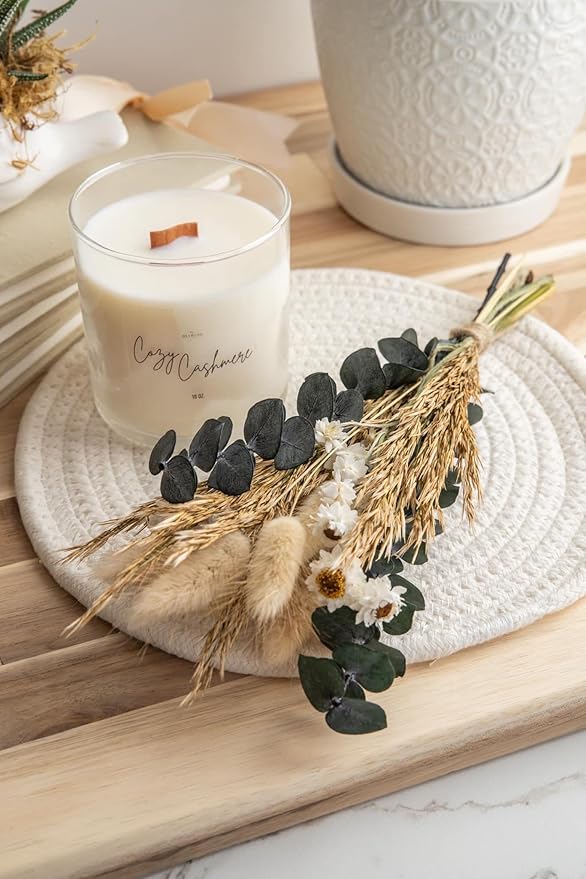 Home Cozy Cashmere Sandalwood & Vanilla Luxury Scented Soy Candle - Fall & Year Round Fragrance/9oz Clear Jar /65 Hour Burn Time/Made in The USA - Bloomnest