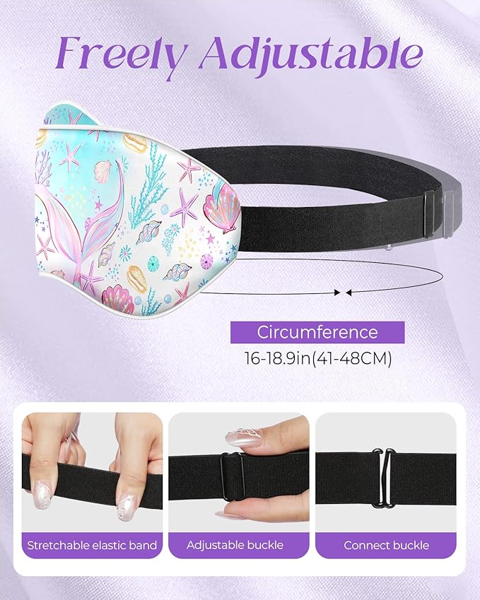 Kids Sleep Mask - Silk Eye Mask for Kids Cute Cartoon Cool Kawaii Soft Smooth Lightweight Boys Girls Teens Sleeping Mask with Adjustable Straps, Fishtail - Bloomnest