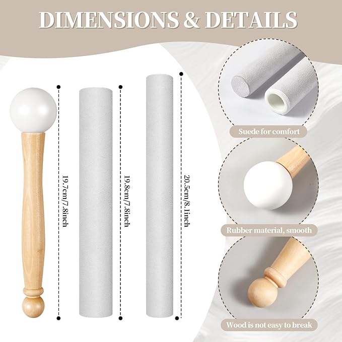 6 Pcs Singing Bowl Cushion Set 3 Silk Cloth O Ring with 3 Crystal Singing Bowl Mallet Include Solid and Hollow Stick Wood Handle Rubber Mallet for 7-9 Tibetan Sound Meditation - Bloomnest
