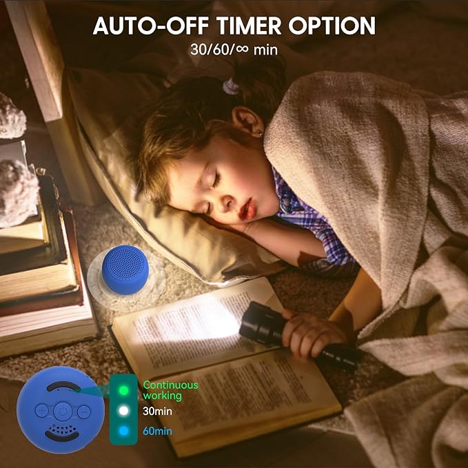 Babelio White Noise Sound Machine for Adults Kids Baby, Mini, 15 Non-looping Sounds, Timer, Memory Function, Easy to Pocket and Travel Navy - Bloomnest