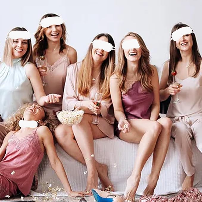 20 PCS Eye Mask Sleepover Party Supplies, Slumber Party Favors for Girls Pajama Party Decorations Sleep White Soft Shade Blindfold Eye Covering, Color the Bulk Game Stuff with 8 PCS Fabric Marker Pens - Bloomnest