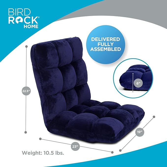 BIRDROCK HOME Adjustable Memory Foam Floor Chair - Ideal for Gaming, Reading, Meditation - Comfortable and Versatile - Suitable for Kids and Teenagers - Comfy Foldable Floor Seat - Blue - Bloomnest