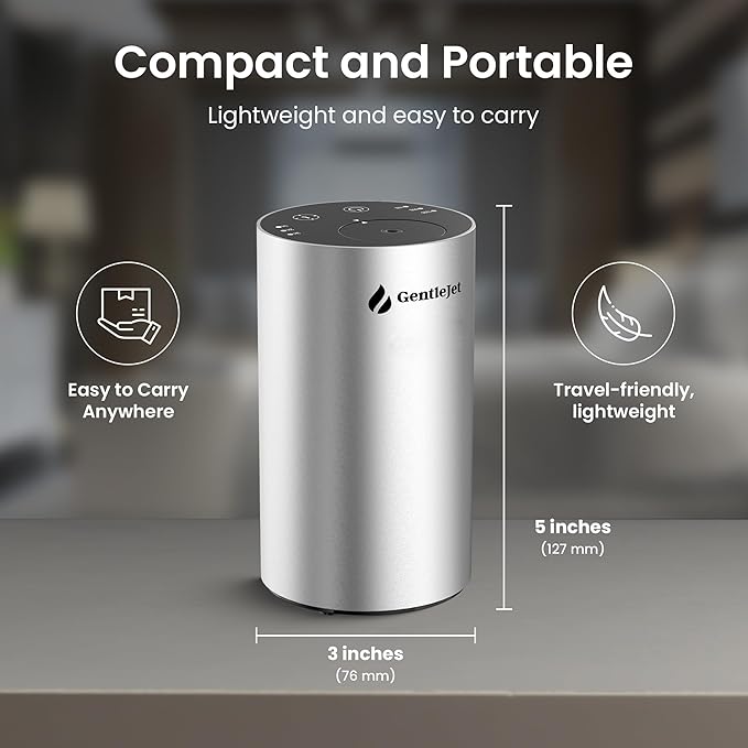 LiteMist Cold Air Essential Oil Diffuser – Waterless Nebulizing Aroma Diffuser, USB-C Cordless 2000mAh Battery, Aluminum Portable Scent Diffuser for Home Office Car, 0.7oz / 20ml - Bloomnest