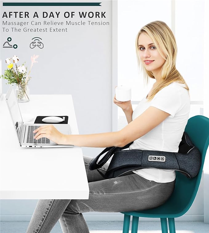 Mo Cuishle Shiatsu Neck and Back Massager with Heat – Deep Kneading for Shoulder and Neck – Ideal Gift for Men, Women, Mom, Dad Him & Her – Perfect for Christmas, Mother's Day, Father's Day, Birthdays - Bloomnest
