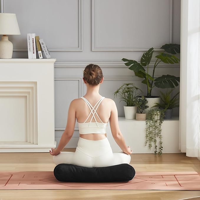 Meditation Cushion Bolster Pillow for Restorative Yoga – Supportive Cushion for Meditation, Pilates, and Relaxation – Filled with Buckwheat Hulls - Removable Cover - Bloomnest