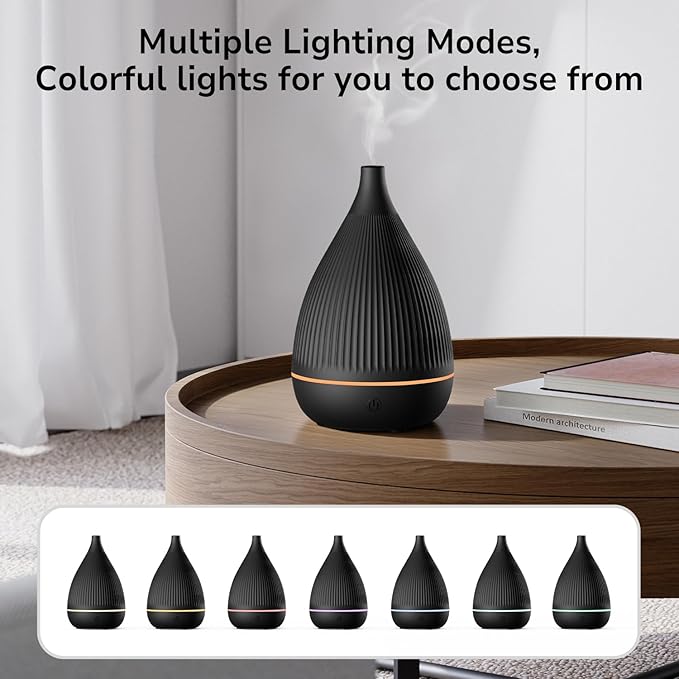 Ultrasonic Essential Oil Diffuser, Home Fragrance Aroma Diffuser with Auto Shut-Off, Color Change Night Light & Ultra-Quiet Operation, BPA-Free Portable Aromatherapy Humidifier for Home (Black) - Bloomnest