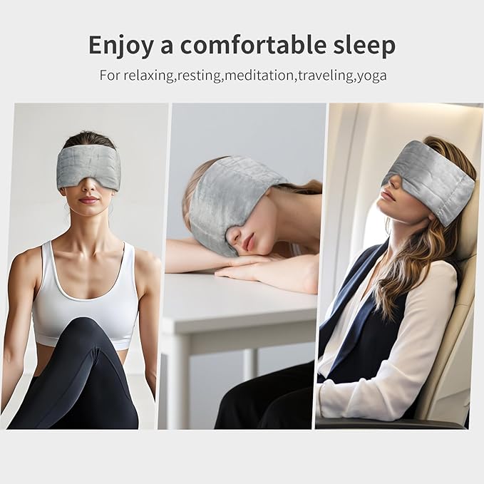 Weighted Eye Mask for Sleeping Washable Blackout Gravity Sleep Masks Soft Gentle Pressure Blindfold Night Eye Covers for Side Sleeper Meditation Women Men Travel Essentials - Bloomnest