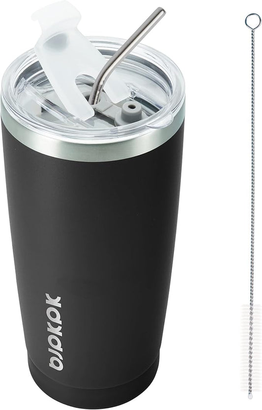 BJPKPK 20 oz Tumbler with Lid and Straw Insulated Travel Coffee Mug Reusable Stainless Steel Thermal Cups,Black - Bloomnest