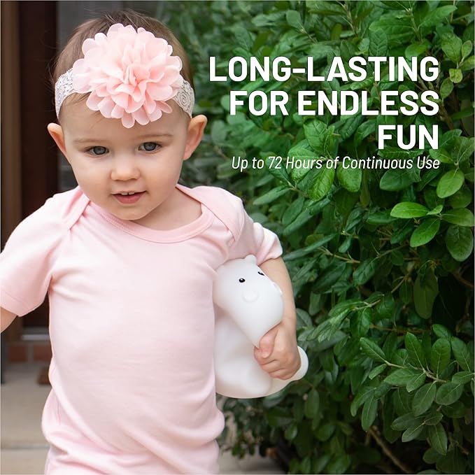 LumiPets Honey the Hippo Silicone Night Light for Kids | Squishy Lamp with Tap & Remote Control | Rechargeable, 9 Color Changing Animal Night Light for Boys & Girls | Portable Nightlight With USB Cord - Bloomnest