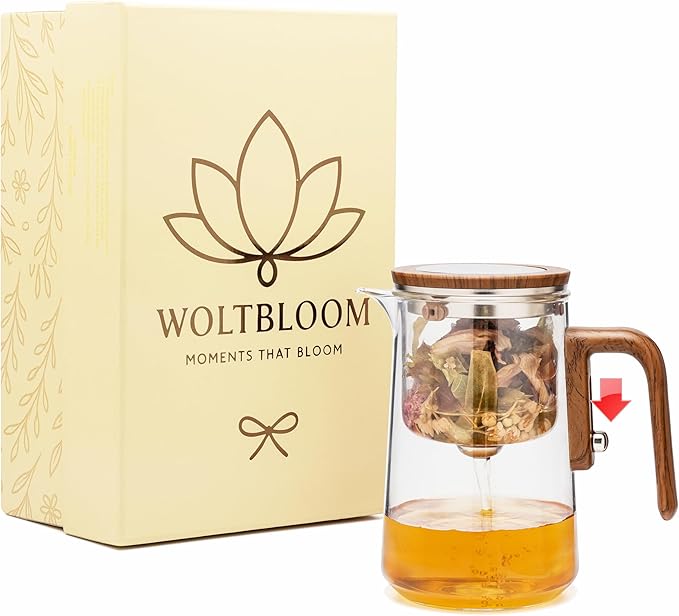 Enchanti Tea Pot - Modern Glass Infuser Teapot - Water Separation Magic Teapot with Heat-Resistant Handle - Elegant Gift Box & Writable Card - Perfect for Loose Leaf Tea - 800 ML (27oz)