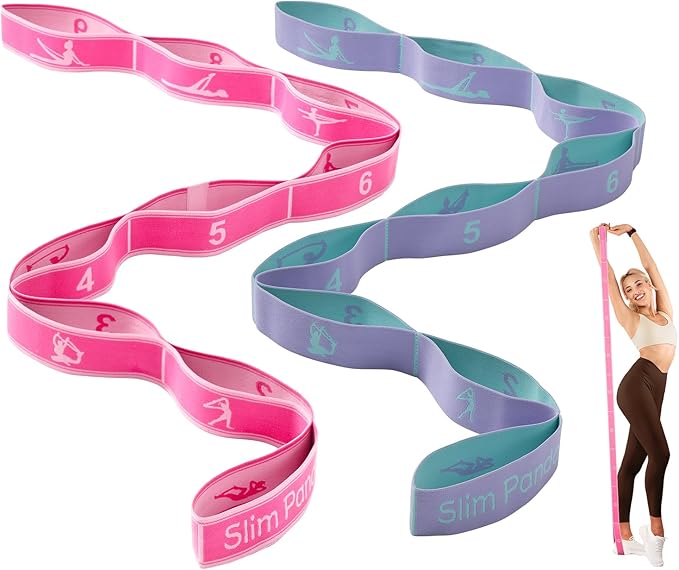 Slim Panda Stretch Strap, Dance Stretch Bands Flexibility, Elastic Yoga Stretching Strap with 9 Loops for Physical Therapy, Pilates, Yoga, Ballet, Gymnastics Stretching Bands for Exercise - Bloomnest