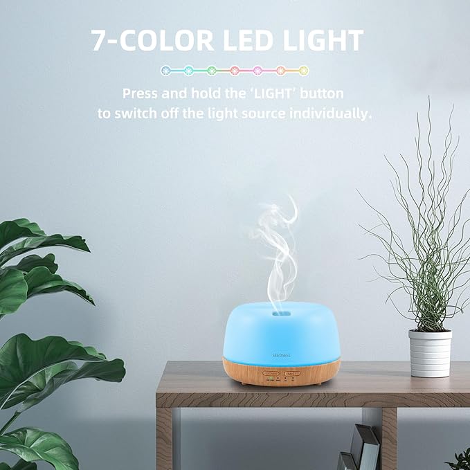 300ML Essential Oil Diffuser with 7-Color LED Lights and Remote Control, Modern Minimalist Design, High-Efficiency Ultrasonic Mist Aromatherapy Diffuser for Home - Bloomnest