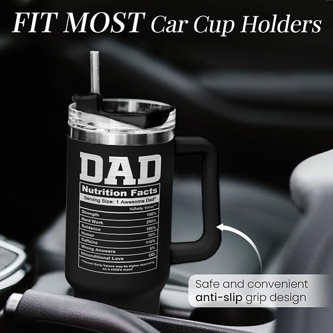 SANDJEST Best Dad Ever Tumbler 40oz Stainless Steel Insulated with Lid & Straw, Dads Gifts for Christmas Birthday Valentine Fathers Day, Father Coffee Cup Gift for Dad Daddy Father from Daughter Son - Bloomnest