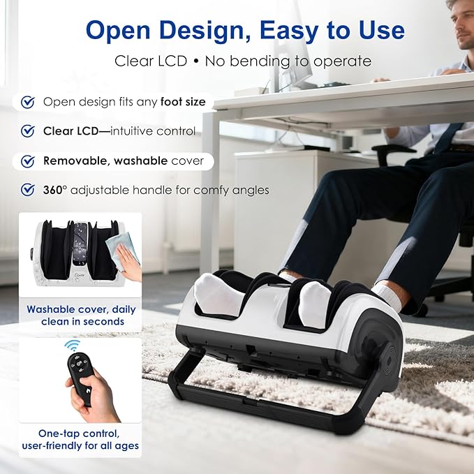 Shiatsu Foot Massager with Heat, Foot and Calf Massager Machine with Kneading Roller Tissue for Relaxation, Plantar Fasciitis, Pain Relief, Gifts for Women & Men - Bloomnest