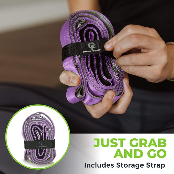 Gradient Fitness Stretching Strap for Physical Therapy, 12 Multi-Loop Stretch Strap 1" W x 8' L, Neoprene Handles, Physical Therapy Equipment, Yoga Straps for Stretching, Leg Stretcher. - Bloomnest