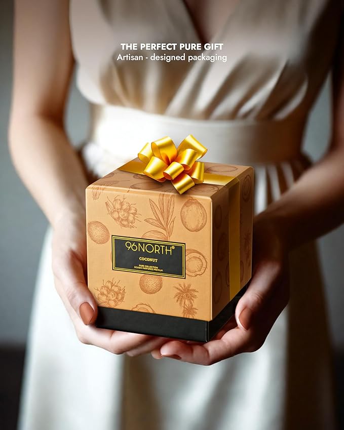 96NORTH | Pure Coconut Candle | 100% Natural Soy Wax | One Wick Jar Candle | Natural Fragrance Technology | Non Toxic | Up to 35 Hours Burning Time | Aromatherapy Gift for Men and Women - Bloomnest