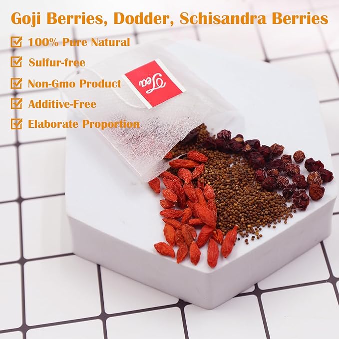 TEARELAE - Five Flavors Goji Berry Tea Bags - 6g x 36 Count - Traditional Herbal Tea Combination For Men - Non-GMO - Caffeine-free - Restore Passion & Digestion Support - Bloomnest