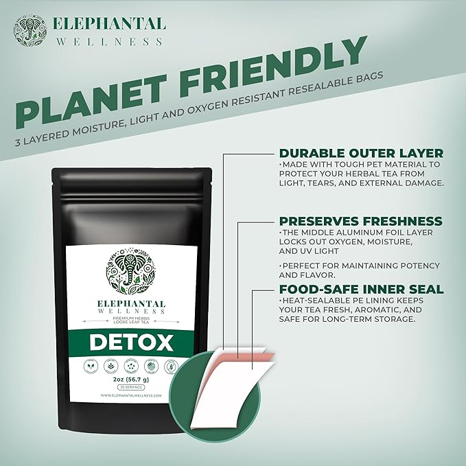 Elephantal Wellness Premium Detox Herbal Tea | Daily Liver, Kidney, Blood & Digestive Support with Turmeric, Nettle Tea, Milk Thistle, Dandelion Tea & Burdock | Handmade, Caffeine-Free Loose Leaf Blend - Bloomnest