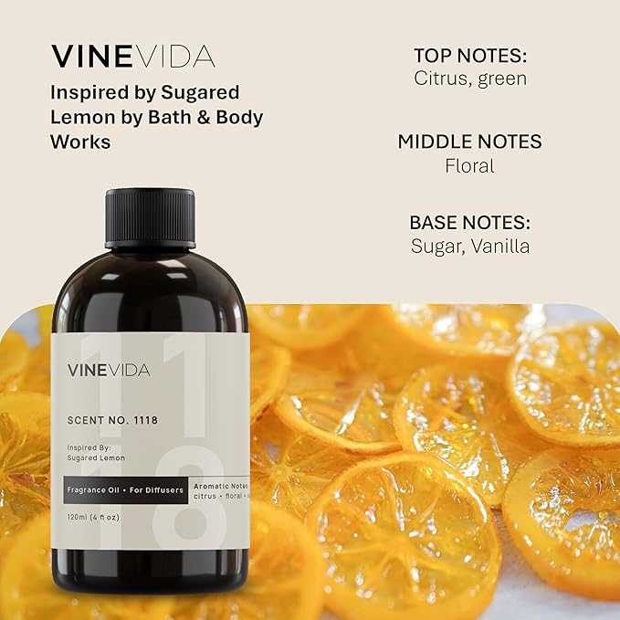 VINEVIDA [16 Fl Oz] Scent NO. 1118 Fragrance Oil for Cold Air Diffusers, Aromatic Notes of Citrus, Green, Floral, Sugar & Vanilla Essential Oils for Diffuser Oil Refill & Air Freshener Room Spray - Bloomnest