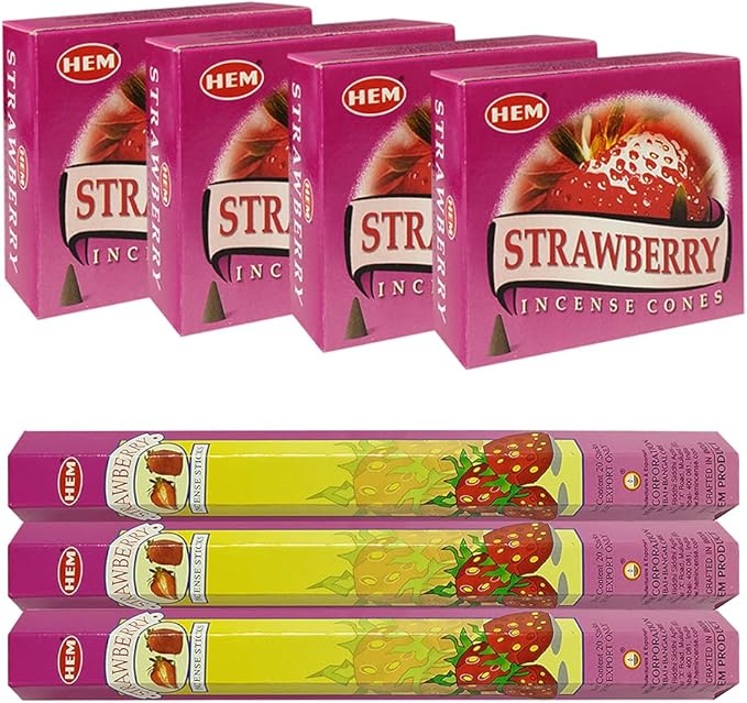 Strawberry Incense Sticks and Cone Incense Holder Variety Pack Bundle insence insense insienso TRUMIRI