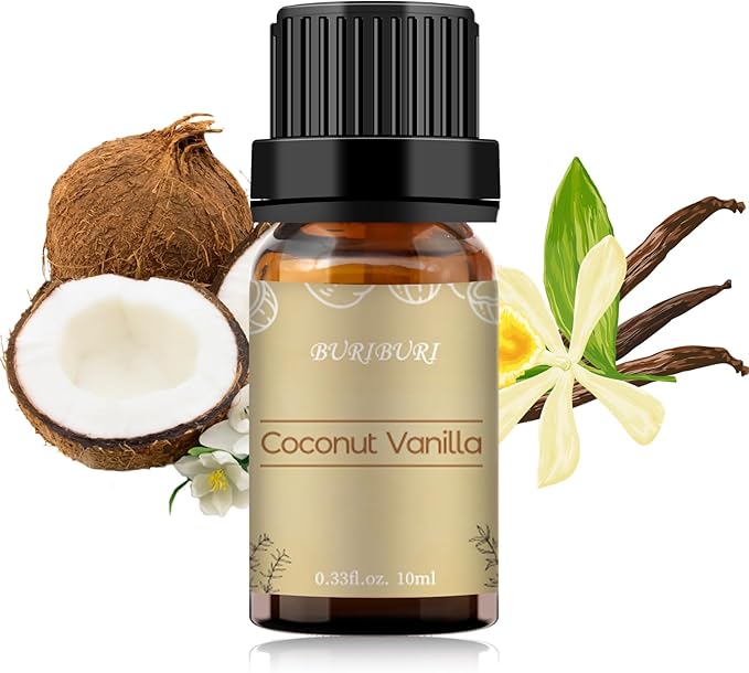BURIBURI Coconut Vanilla Essential Oil, 10ml Premium Grade Scented Oil Coconut Vanilla Fragrance Oil for Diffuser, Massage, Candle, Soap Making - Bloomnest