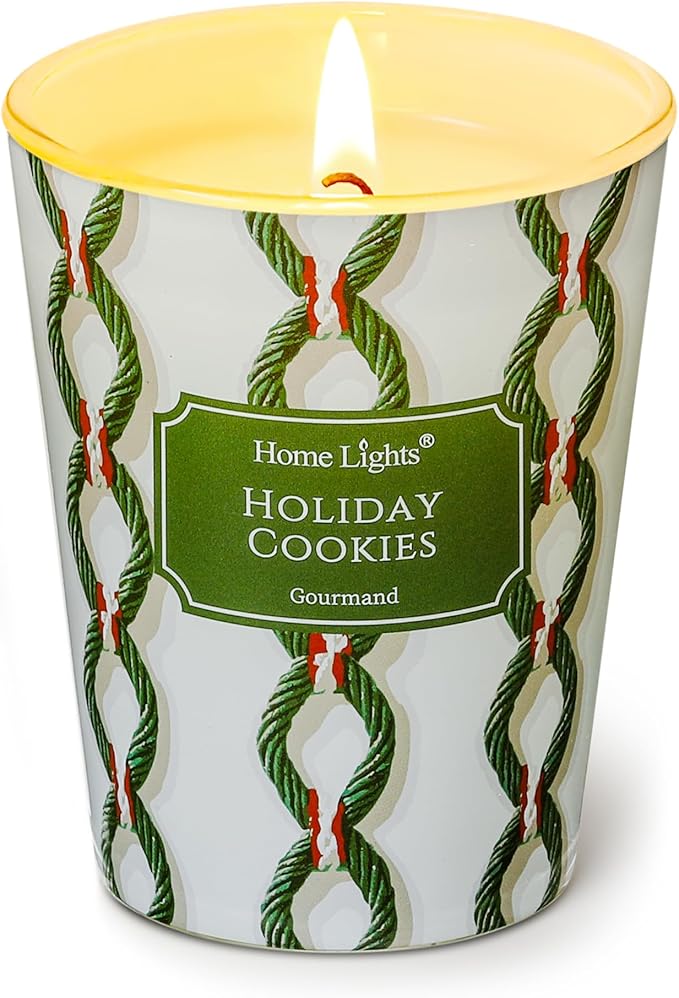 HomeLights 1-Wick Candles for Home Scented - 6.7oz Soy Wax Blend Candle Long-Lasting Fragrance, Rustic Modern Home Decor and Housewarming Gifts, Holiday Cookies - Bloomnest