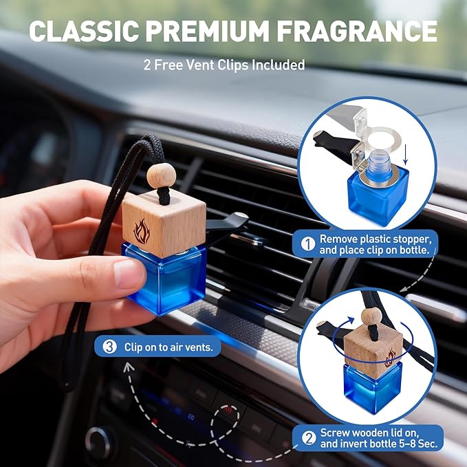 Car Air Freshener Hanging 2 Pack, Cologne Fragrance Long Lasting Car Scent Essential Oil Diffuser, Car Accessories Air Diffuser for Men - Bloomnest