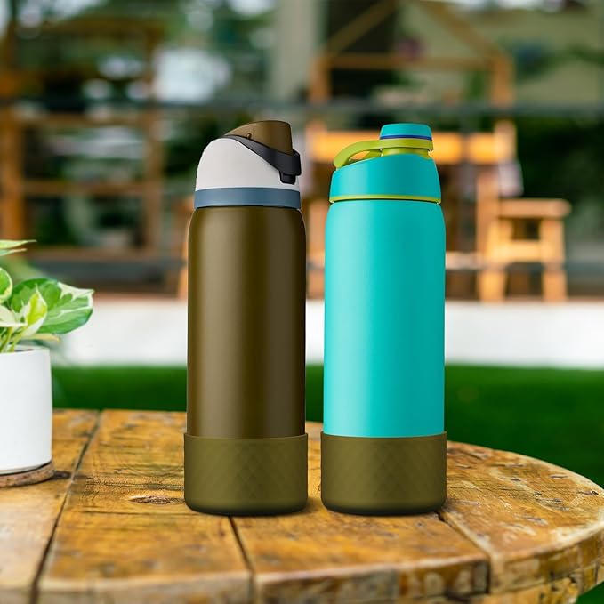2PCS Silicone Water Bottle Boot for Owala 24oz 32oz 40oz, Anti-Slip Protective Sleeve Bottom Bumper Protector for FreeSip, Twist, and Flip Stainless Steel Water Bottles Alwenid