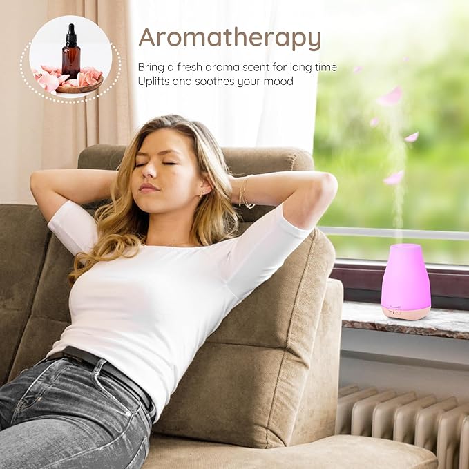 Homeweeks Diffusers, 100ml Colorful Essential Oil Diffuser with Adjustable Mist Mode,Auto Off Aroma for Bedroom/Office/Trip (100 ML 1 Pack) - Bloomnest