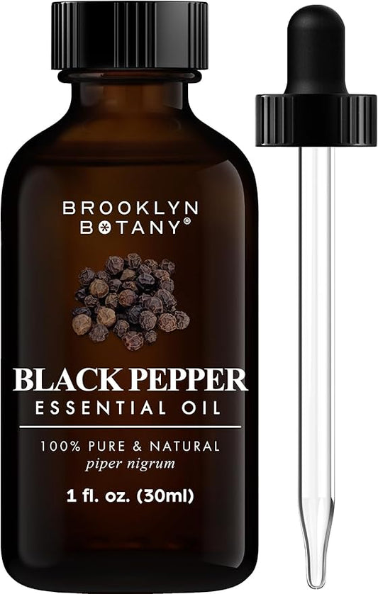 Brooklyn Botany Black Pepper Essential Oil - 100% Pure and Natural - Premium Grade Oil with Dropper - for Aromatherapy and Diffuser - 1 Fl Oz - Bloomnest