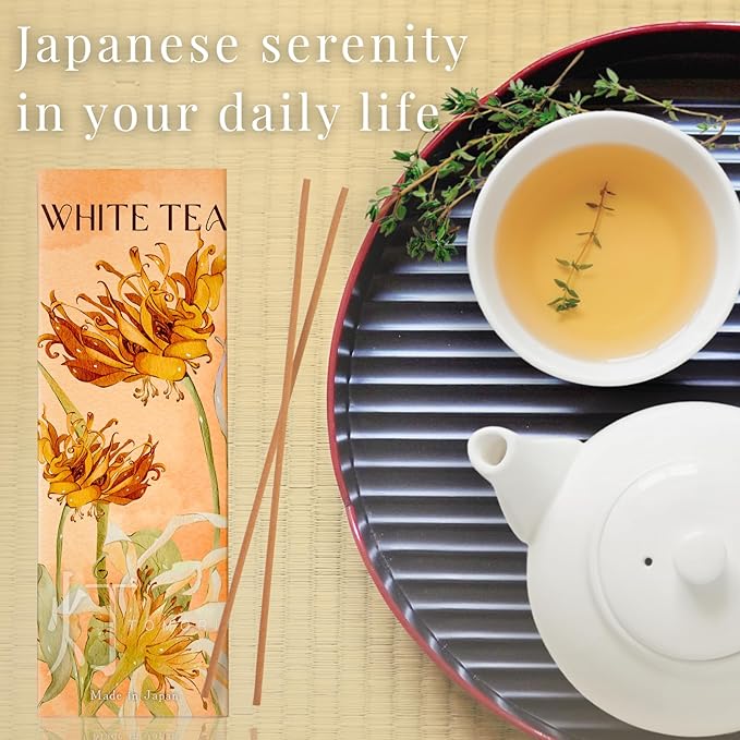 Luxury Japanese Incense Sticks 60sticks White Tea Jasmine Musk Grapefruit Coreless Low Smoke Natural Charcoal Free Non Toxic Aromatherapy Meditation Calming Stress Relief Relaxation Yoga TOMORI
