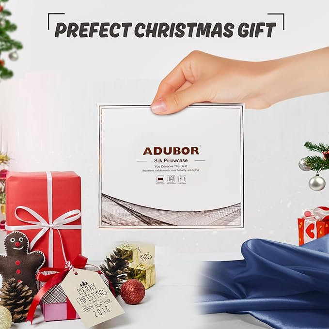 Adubor 100% Silk Pillowcase - Mulberry Silk Pillow Cases, 23 Momme 6A Grade Fibers, Silk Pillow Case for Hair and Skin Health, with Hidden Zipper (Standard 20''×26'', Navy Blue, 1PC) - Bloomnest