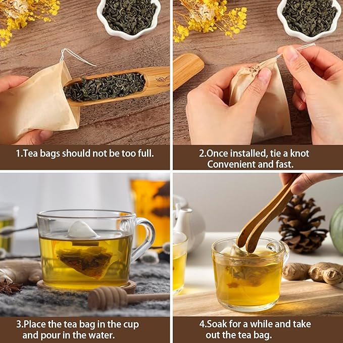 200Pcs Tea Filter Bags, Disposable Tea Filter Bags for Loose Leaf Tea from Safe Natural Materials, Empty Tea Bags Suitable for Loose-Leaf Tea, Coffee, Spices, Herbs (3.54 x 2.75 inch) - Bloomnest