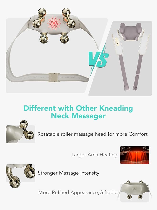 SKG Neck Massager for Pain Relief Deep Tissue Shiatsu Neck and Shoulder Massger with Heat Flex Massager H7 Ultra E - Bloomnest