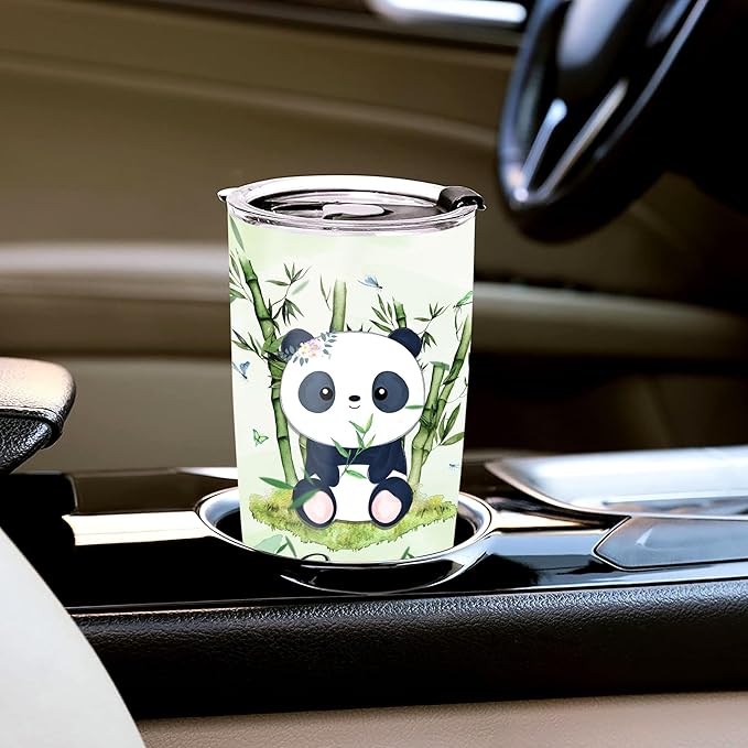 WAZONE Personalized Panda Coffee Tumbler Custom Name Double Wall Vacuum Stainless Steel Insulated Cup With Lid 20oz 30oz Travel Mug Birthday Christmas Gifts Cute For Kids Girls Animal Lovers - Bloomnest